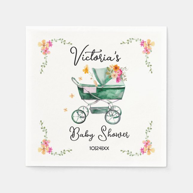 Little Wildflower Baby Shower Napkins (Front)