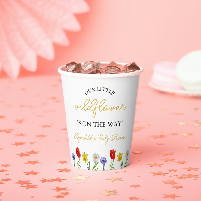 Little Wildflower Baby Shower Paper Cups (Insitu)