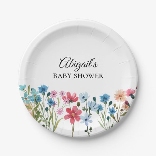 Little Wildflower Baby Shower Paper Plate - Little Wildflower Baby Shower Paper Plate