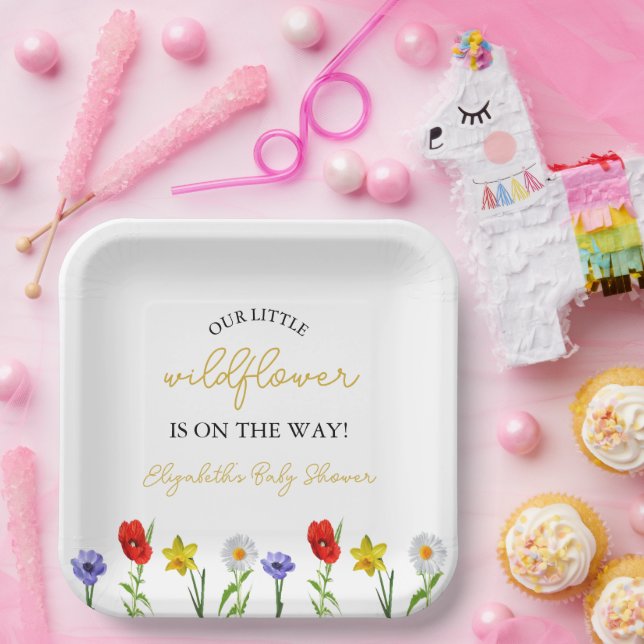 Little Wildflower Baby Shower Paper Plates (Party)