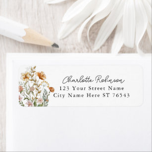 Little Wildflower Baby Shower Return Address Label