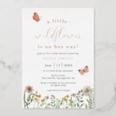 Little Wildflower Baby Shower Rose Gold Foil Invitation (Front)