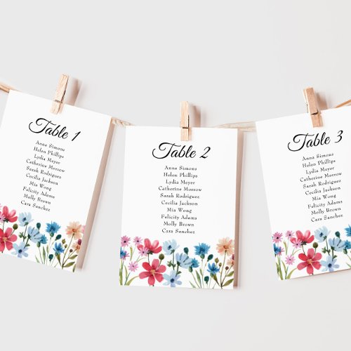 Little Wildflower Baby Shower Seating Chart Cards