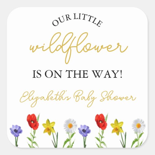 Little Wildflower Baby Shower Square Sticker