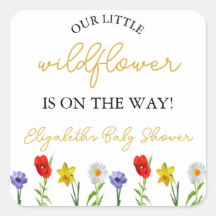 Little Wildflower Baby Shower Square Sticker