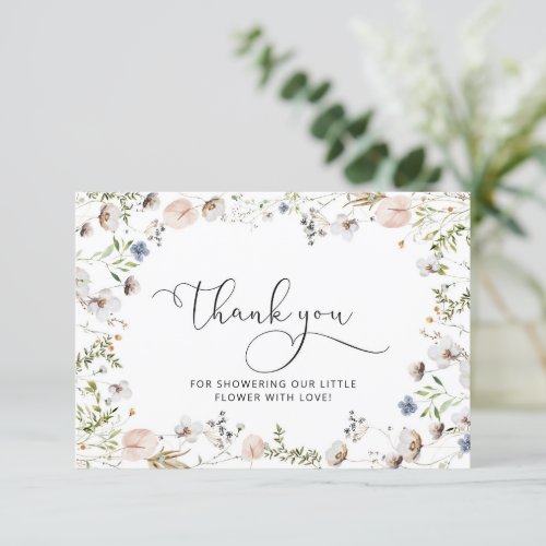 Little wildflower baby shower thank you card