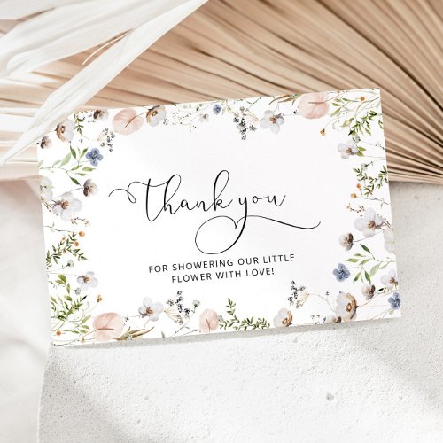 Little wildflower baby shower thank you card