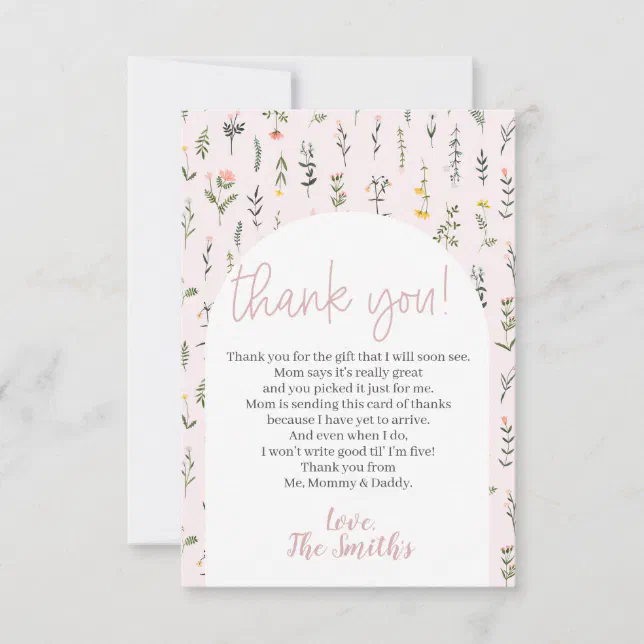 Little Wildflower Baby Shower Thank You Cards | Zazzle