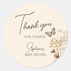 Little Wildflower Baby Shower Thank You Classic Round Sticker
