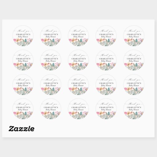 Little Wildflower Baby Shower Thank You Favor Classic Round Sticker 