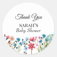 Little Wildflower Baby Shower Thank You Favor Classic Round Sticker