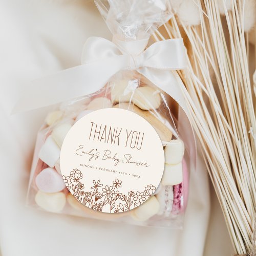 Little Wildflower Baby Shower Thank You Favor Classic Round Sticker