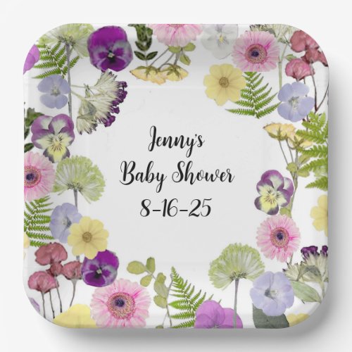 Little Wildflower baby shower theme paper plates