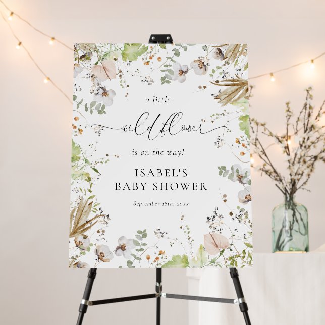 Little Wildflower  Baby Shower Welcome Sign (In Situ (Stand))