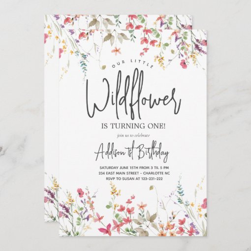 Little Wildflower Birthday Invitation | Zazzle