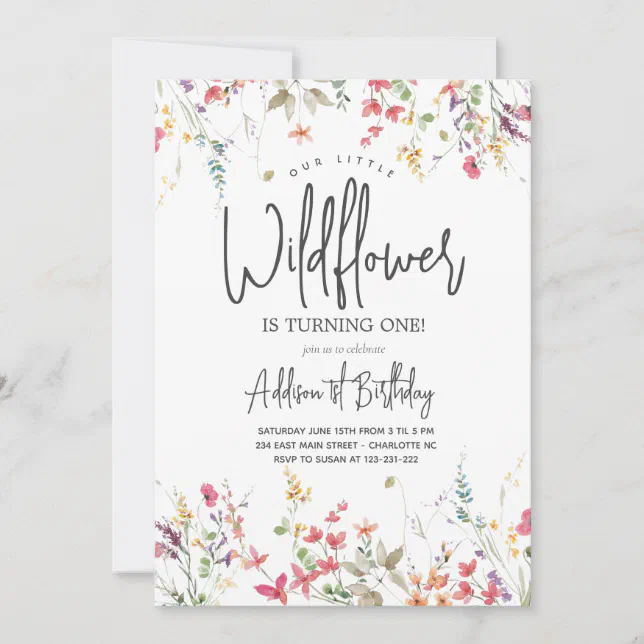 Little Wildflower Birthday Invitation | Zazzle