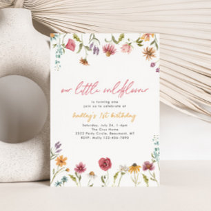 Little Wildflower Birthday Invitation Watercolor