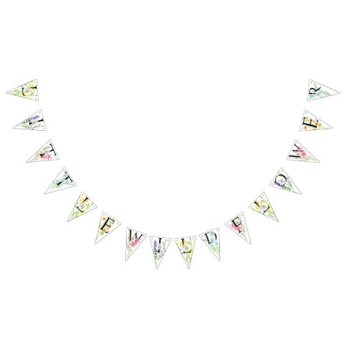 Little Wildflower Birthday Party Decor Bunting Flags