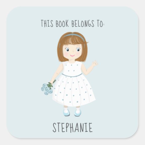 Little Wildflower Birthday This Book Belongs to Square Sticker