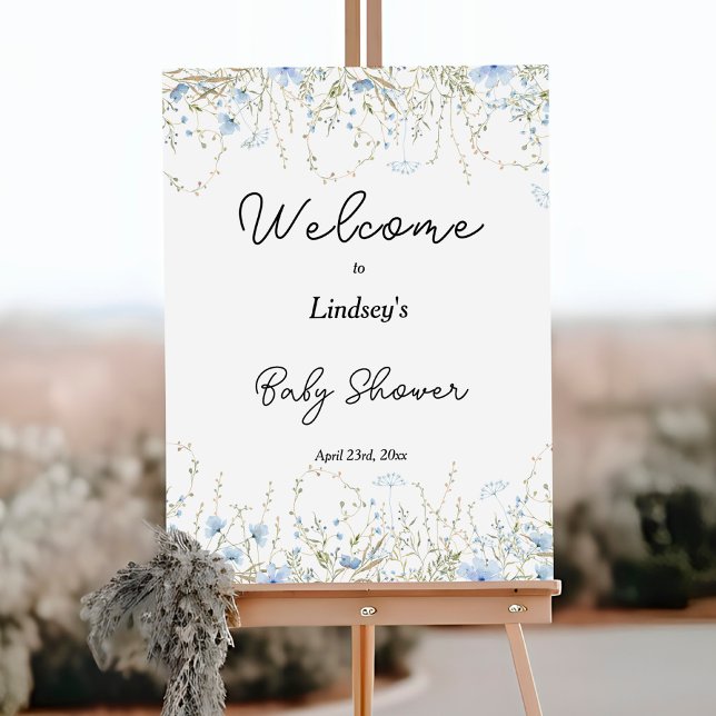 Little Wildflower Blue Flower Baby Shower Welcome Foam Board (Creator Uploaded)