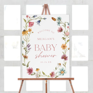 Little Wildflower Blush Baby Shower Welcome Sign