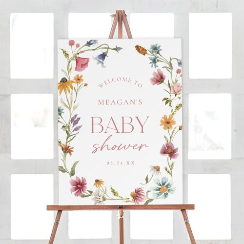 Little Wildflower Blush Baby Shower Welcome Sign