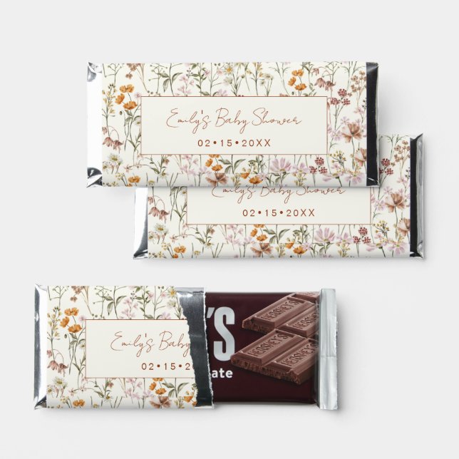 Little Wildflower Boho Baby Shower Thank You Hershey Bar Favors (Front)