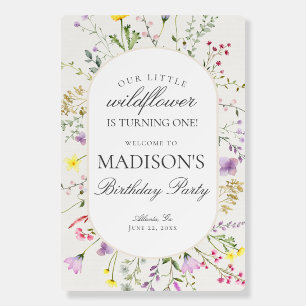 Little Wildflower Boho Birthday Welcome Sign 