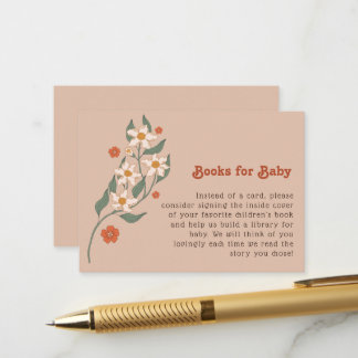 Little Wildflower Boho Books for Baby Shower Enclosure Card