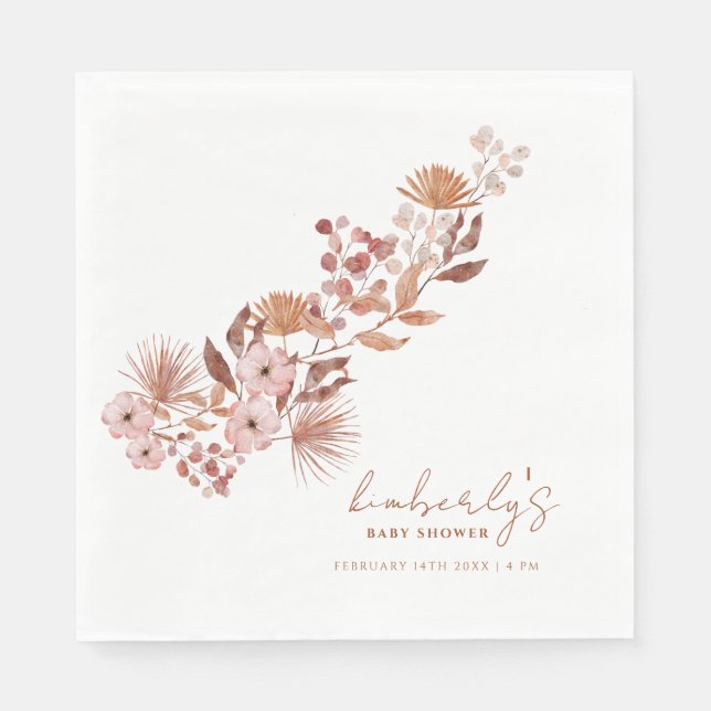 Little Wildflower Boho | Fall Baby Shower Napkins (Front)