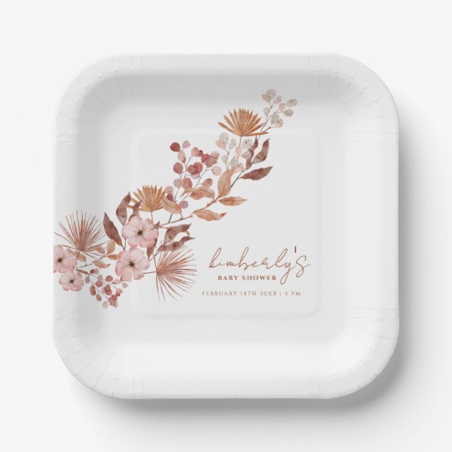 Little Wildflower Boho | Fall Baby Shower Paper Plates (Front)