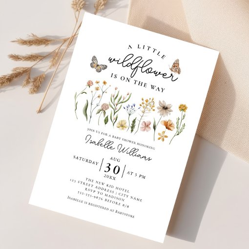 Little Wildflower Boho Floral Girl Baby Shower Invitation | Zazzle