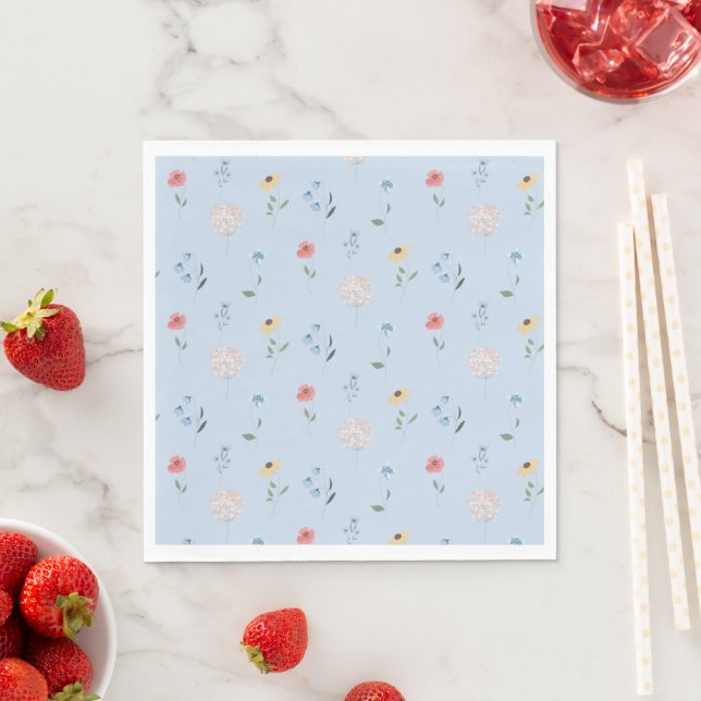 Little Wildflower Boho Garden Party Birthday Napkins (Insitu)