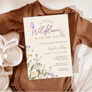 Little Wildflower Boho Girl Baby Shower Invitation