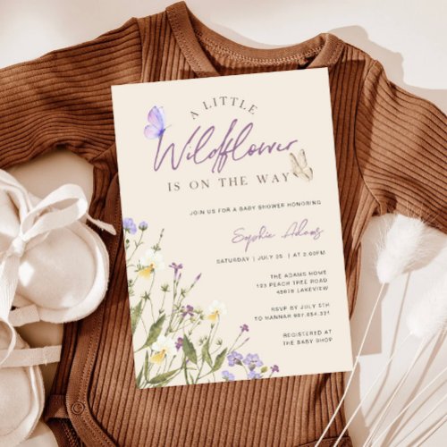 Little Wildflower Boho Girl Baby Shower Invitation