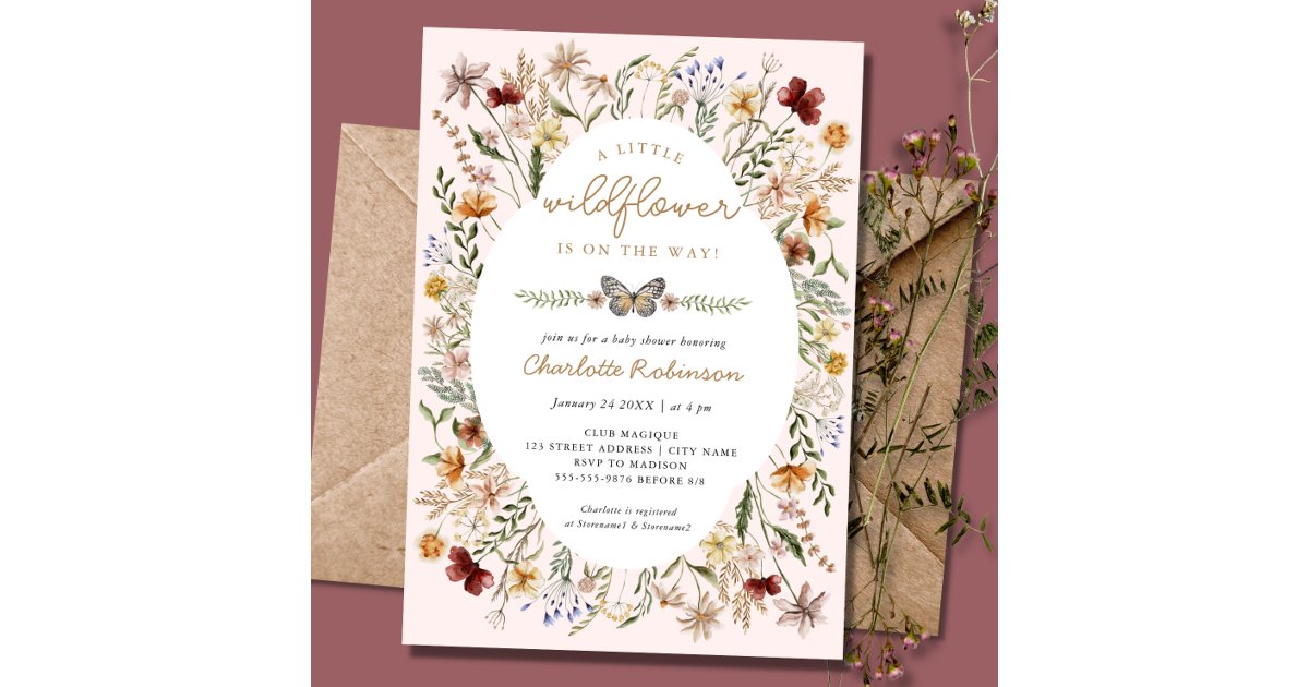 Little Wildflower Boho Girl Baby Shower Invitation | Zazzle