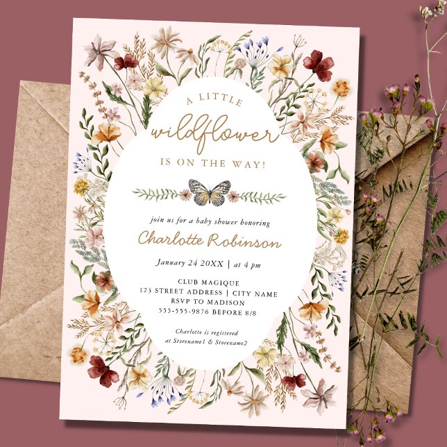 Little Wildflower Boho Girl Baby Shower Invitation (Creator Uploaded)