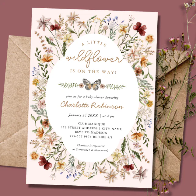 Little Wildflower Boho Girl Baby Shower Invitation | Zazzle