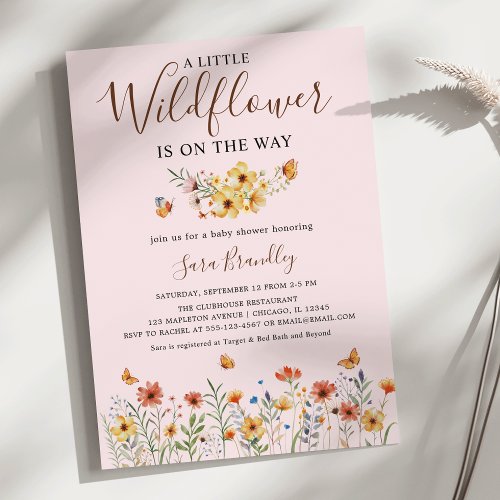 Little Wildflower Boho Watercolor Baby Shower Invitation