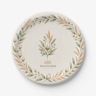Little Wildflower Botanical Baby Shower Paper Plates