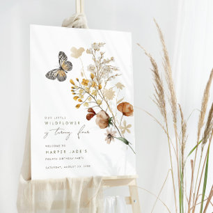 Little Wildflower Butterfly Floral Girls Birthday Foam Board