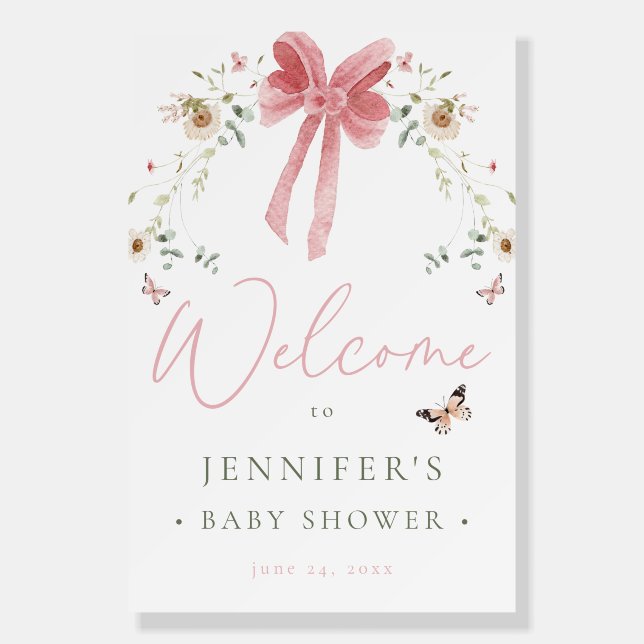 Little Wildflower Butterfly Girl Baby Shower Foam Board (Front)