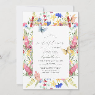 Little Wildflower Butterfly Girl Baby Shower Invitation
