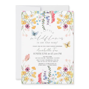 Little Wildflower Butterfly Girl Baby Shower Invitation