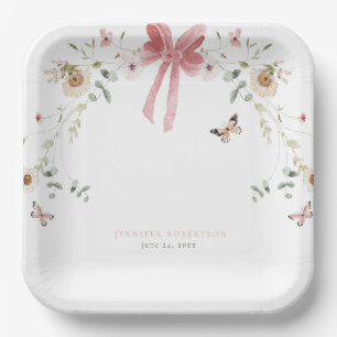 Little Wildflower Butterfly Girl Baby Shower Paper Plates