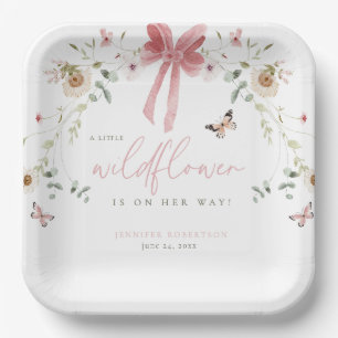Little Wildflower Butterfly Girl Baby Shower Paper Plates