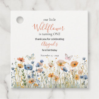 Little Wildflower Butterfly Meadow 1st Birthday Favor Tags