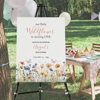 Little Wildflower Butterfly Meadow 1st Birthday Foam Board