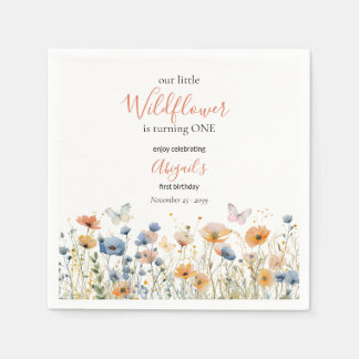 Little Wildflower Butterfly Meadow 1st Birthday Napkins