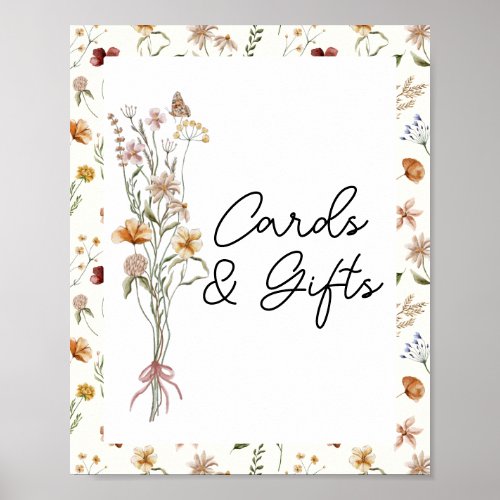 Little Wildflower Cream Baby Shower Cards  Gifts Poster